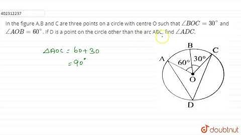 In the figure A,B and C are three points on a circle with centre O such | Class 9 Maths | Doubtnut