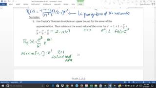 Section 9 7 Remainder of a Taylor Polynomial Example 1