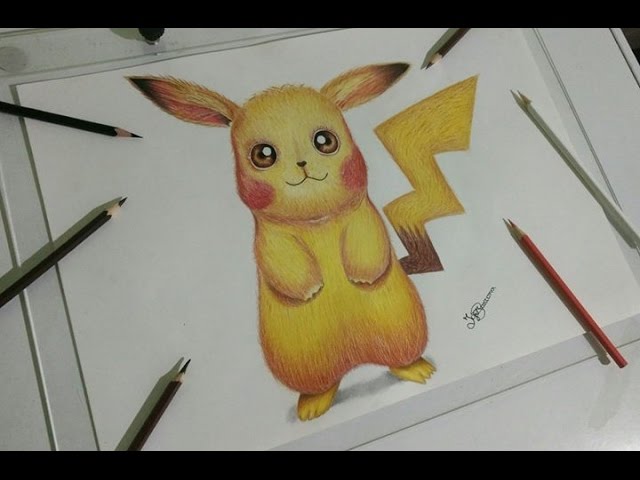 Desenho Colorido Realista: Pikachu  Pikachu, Desenho, Desenhos coloridos