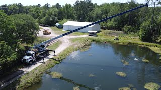 Pulling Heart Pine and Heart Cypress Logs with a Crane From Our Millpond @Heartpine
