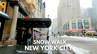 Snow Walk in New York City - Midtown Manhattan [4K]