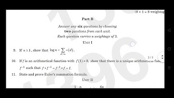 1st sem Msc maths Number theory 2022 year question paper calicut university
