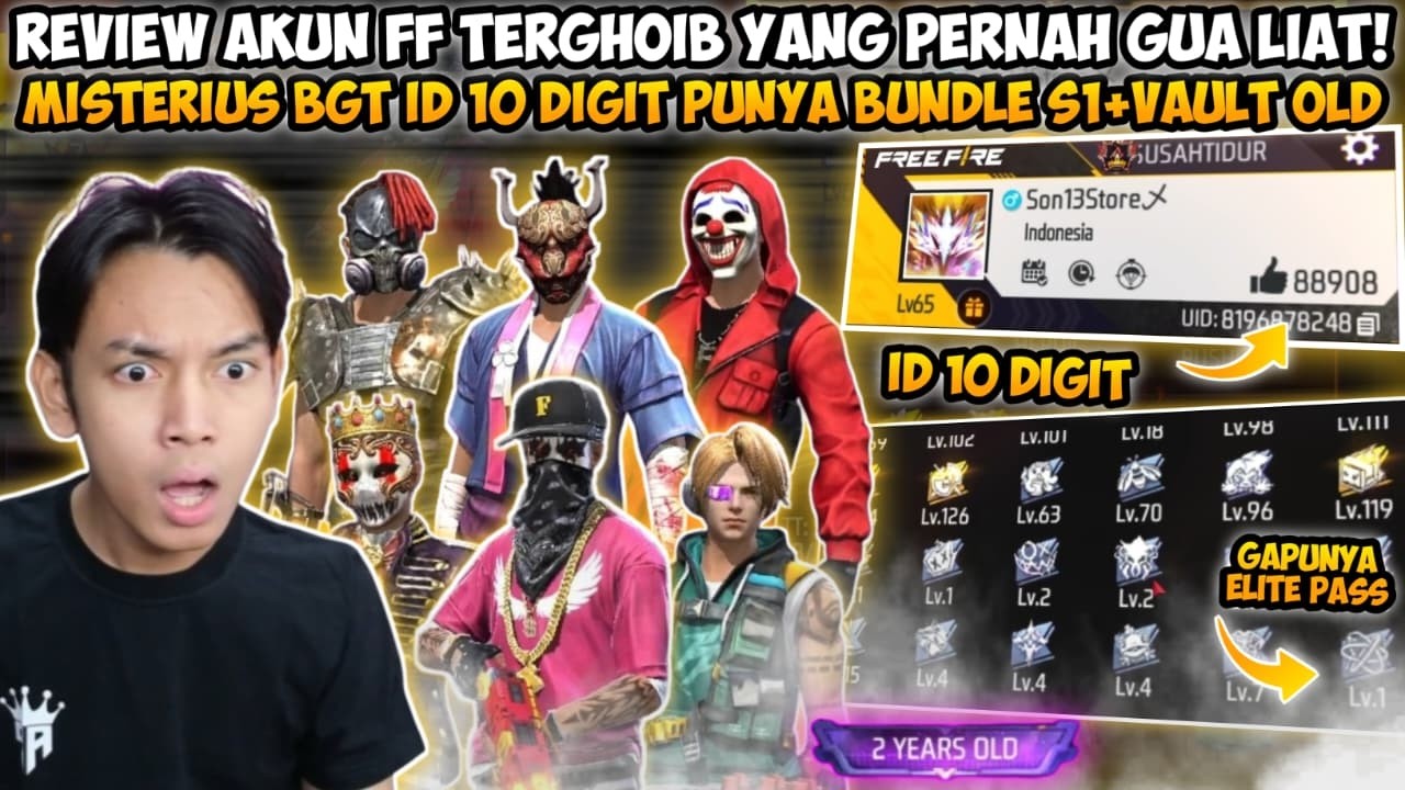 REVIEW AKUN FF GHOIB YANG PERNAH GUA LIAT! MISTERIUS BGT ID 10 DIGIT PUNYA BUNDLE S1 + VAULT OLD😱