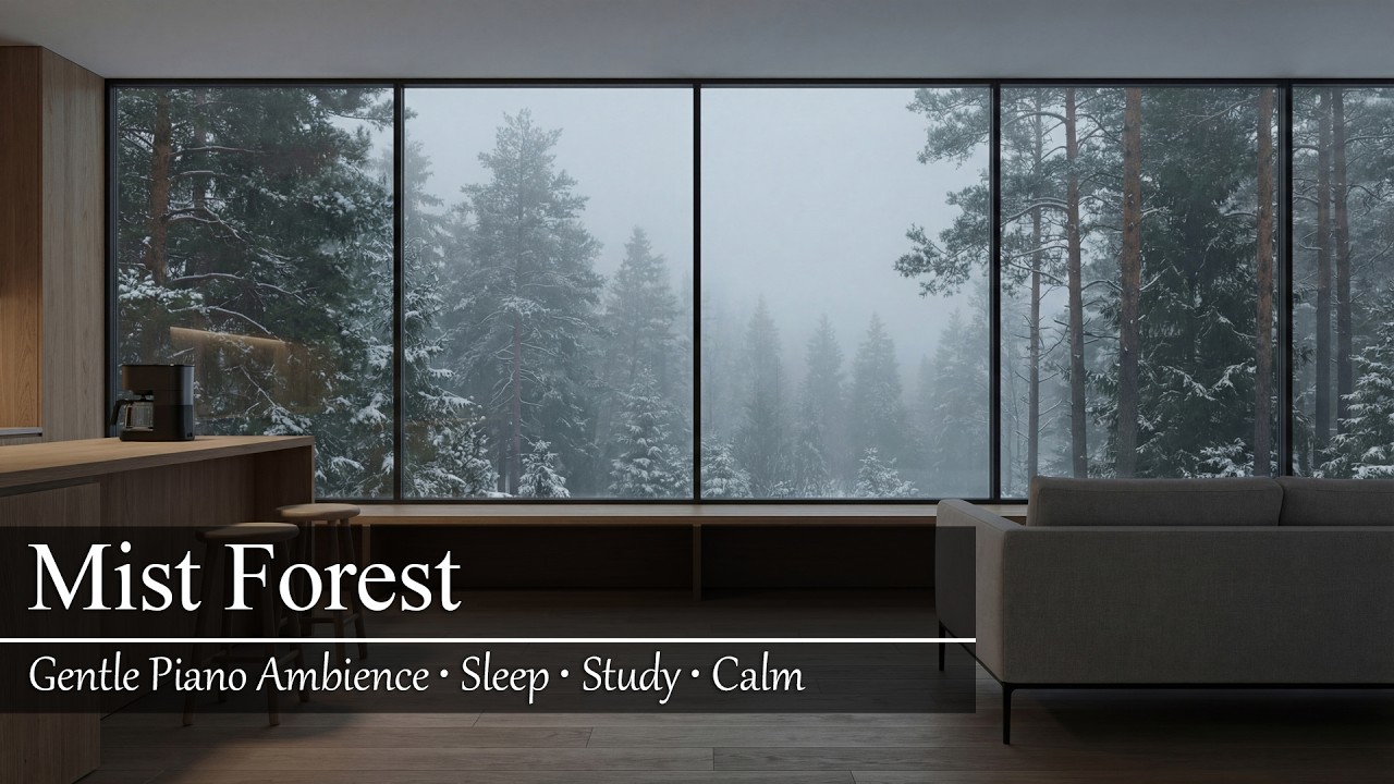 Relaxing Piano Music ❄️ Winter Forest Snowfall -  Forested Silence 🌲 Piano Whispers in Mist
