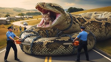 Heroic Animal Rescue | Cat Nearly Crushed by a Huge Python Until a Brave Man Steps In to Save It