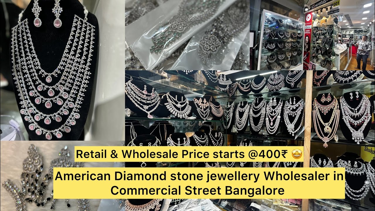 American Diamond jewellery sets in Commercial Street Bangalore | Wedding Shopping | Khushbu Shetty