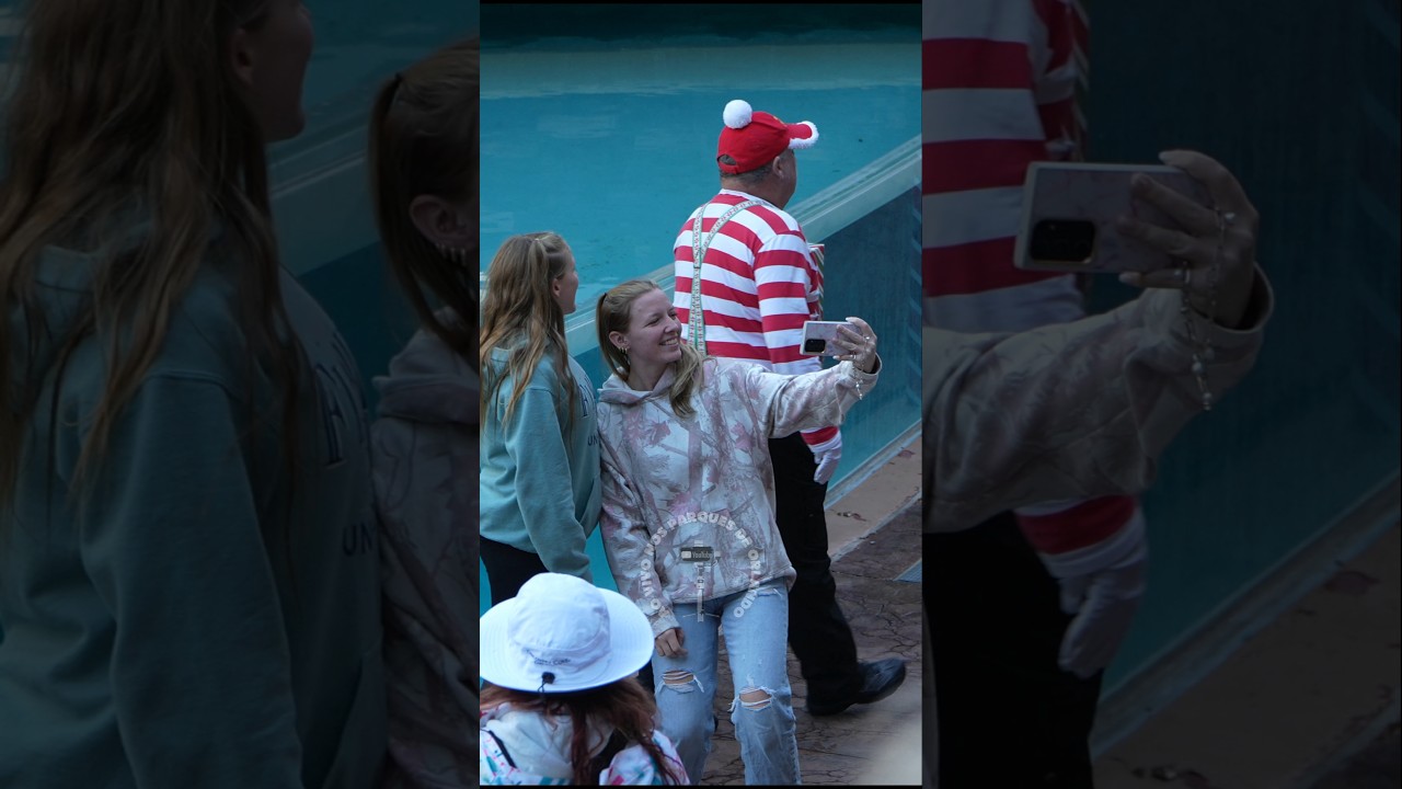 Tom o mímico tentou fugir duas vezes da foto 🏃🏼‍♀️😂🤣 #tomthemime #seaworldmime #seaworldorlando