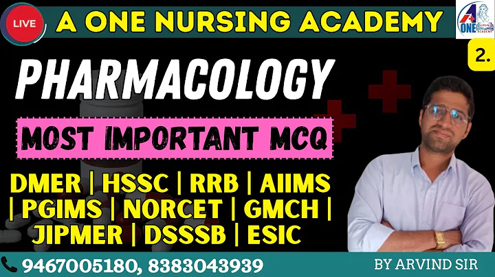 PHARMACOLOGY MOST IMPORTANT MCQs for DMER | NORCET | PGIMS | RRB | HSSC | AIIMS | DSSSB