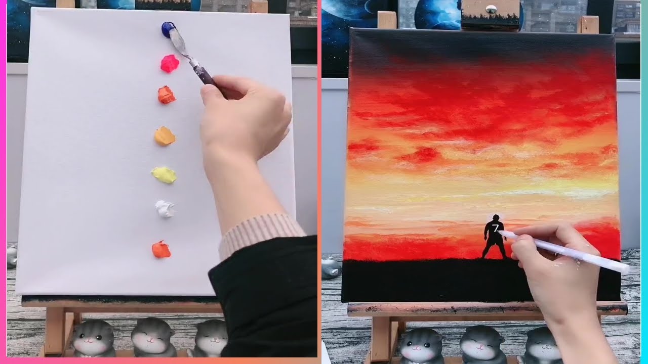 Cristiano Ronaldo / Easy acrylic painting idea for beginners / 1 Minute Painting 