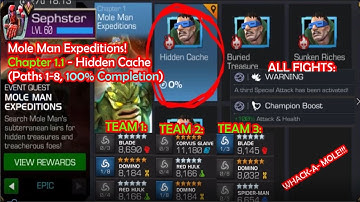 MCOC - EQ - Mole Man Expeditions - EPIC - 1.1 - HIDDEN CACHE - 100% Completion - Event Quest