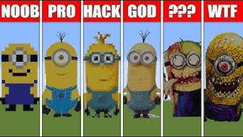 Pixel Art NOOB vs PRO vs HACKER Minion in Minecraft