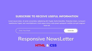 Адаптивный блок новостная рассылка используя HTML & CSS || Responsive NewsLetter Section using CSS