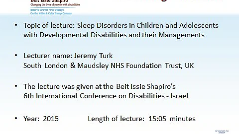Jeremy Turk: Sleep Disorders in Children and Adole...