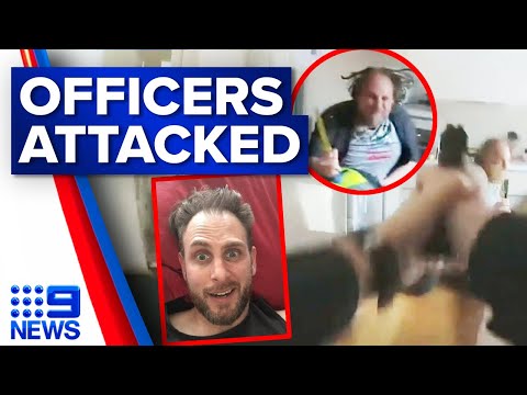 Horrifying footage of attack on police officers | 9 news australia