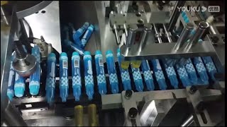 Marker pen assembly, Four line bag making machine. Amazing machines.