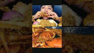 eating spicy crab curry with rice and chicken leg piece Part-2 mukbang eatingasmr shorts