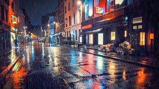London 2am Rainy Night Walk, Empty West End City Streets Ambience ASMR Rain