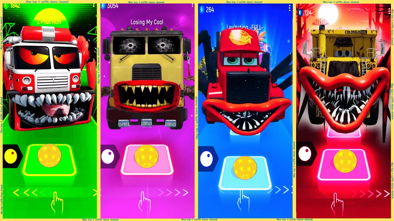 coffin dance - Fire Truck Eater 🆚 Truck Eater 🆚 Mack Truck Eater 🆚 Colossus Truck Eater | Tiles HOP