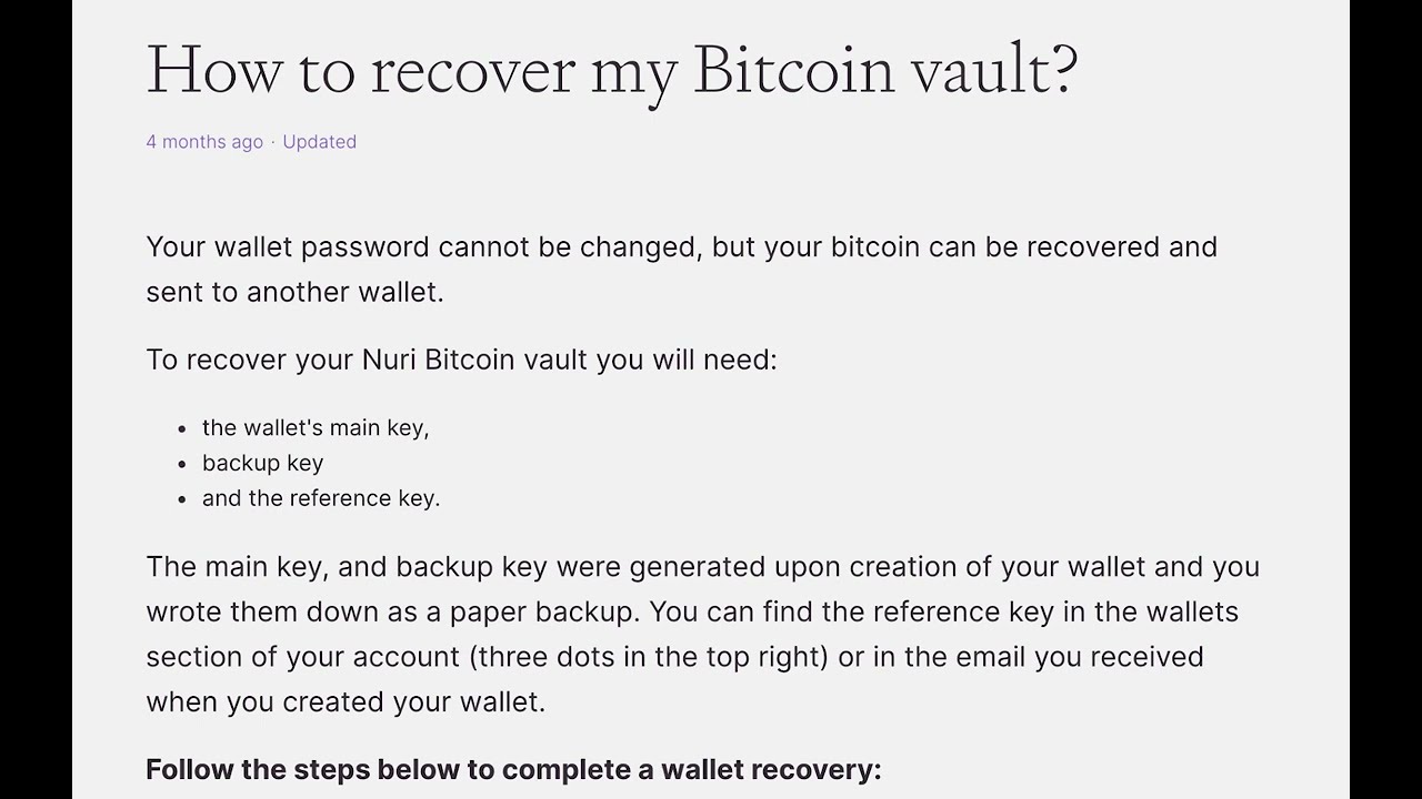 How to recover your Bitcoin Vault