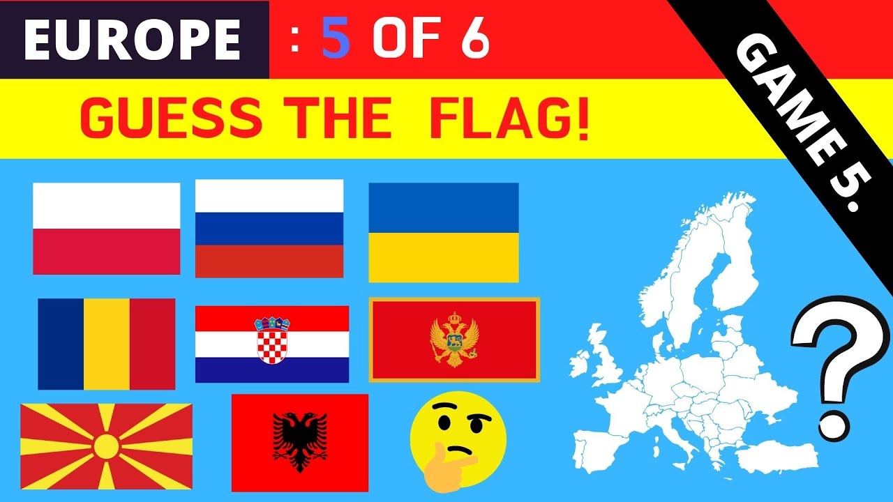 Round 1 of 6) EUROPE - GUESS the flag - 8 European flags - With spoken  answers! 