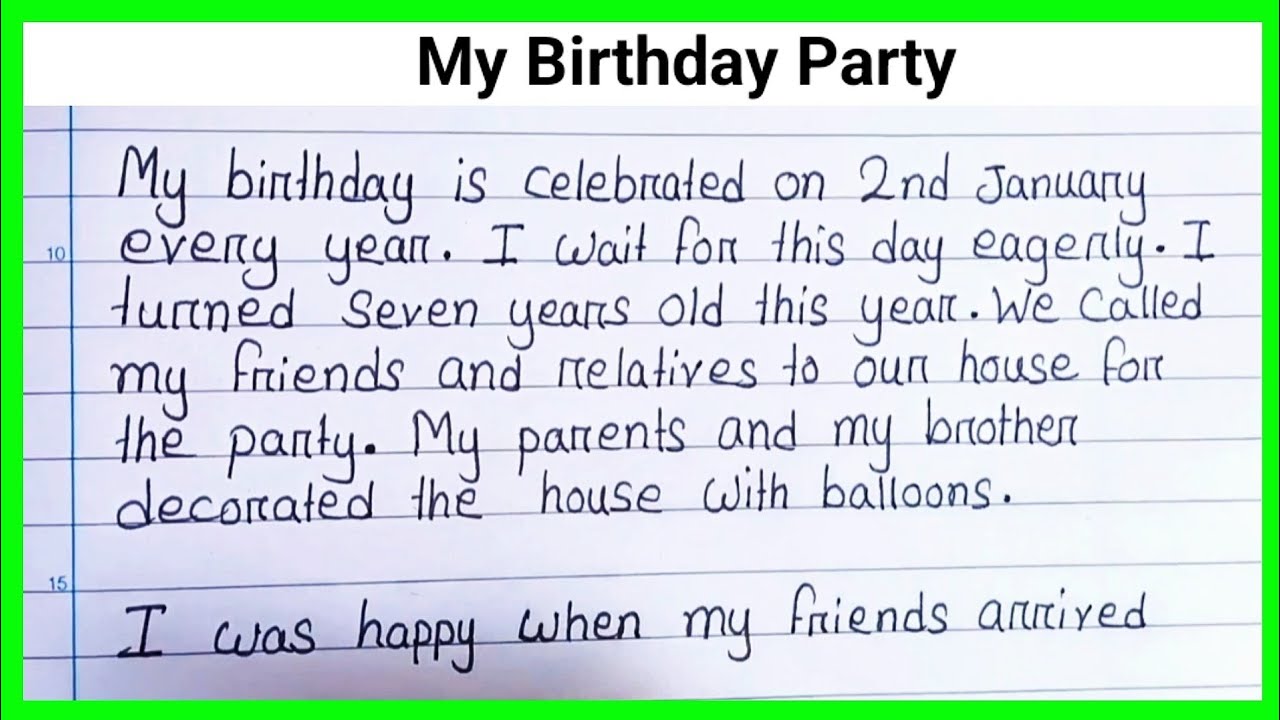 birthday party essay 100 words