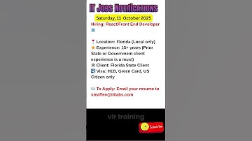 React Developer Job in Florida Oct 11, 2025