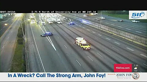 All lanes of I-75 northbound shut down due to pickup truck crash