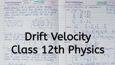 Drift Velocity, Chapter 3, Current Electricity, Class 12 Physics
