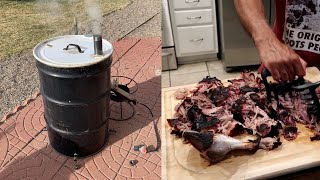 Homemade 55 Gallon Drum BBQ Smoker With Pork Butt Recipe  No Welding Required!