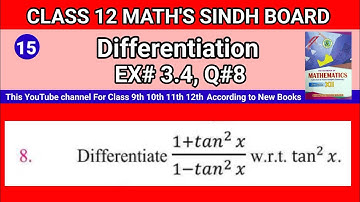 Class 12 Maths Unit 3 Exercise 3.4 Question 8 Differentiation / Derivative