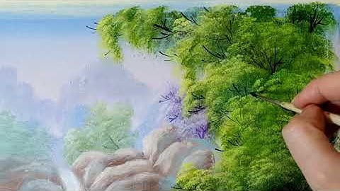 Vẽ tranh phong cảnh- Cảnh đẹp bên thác nước - Mth art