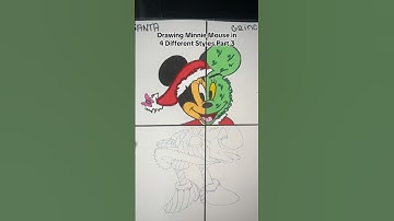 Drawing Minnie Mouse, But in 4 Different Styles Part 3 | Christmas Edition 🎄🎅 #shorts #art