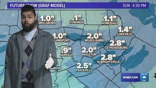 11PM Update: Snow showers across the region for Saturday
