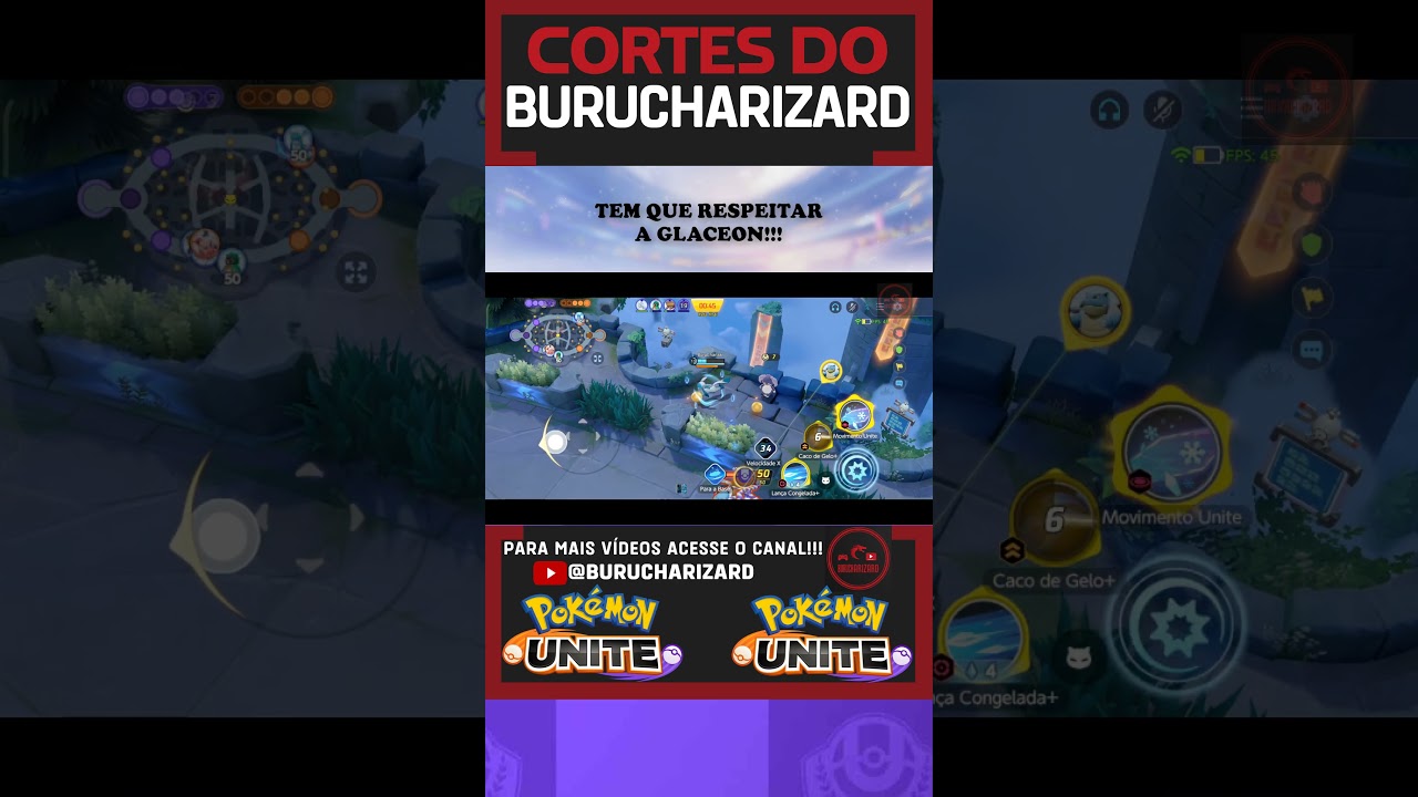 😎😎TEM QUE RESPEITAR A GLACEON!!! POK&Eacute;MON UNITE #shorts  #burucharizard #pokemonunite