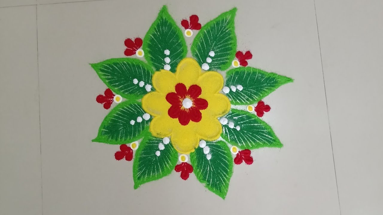 Simple rangoli designs | step by step rangoli design #rangoli - YouTube