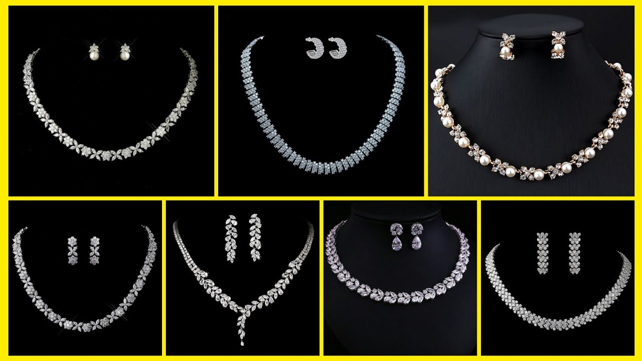 Annabelle flowers Cubic zarconia bridal necklace set YouTube