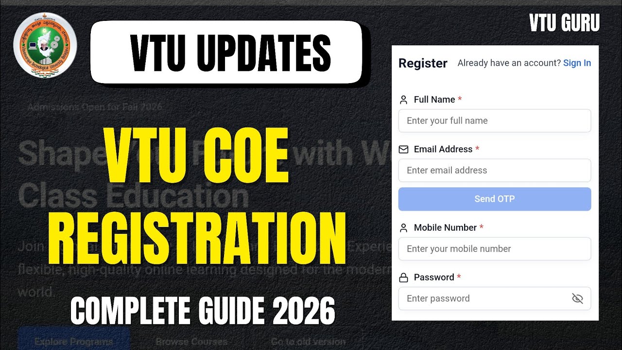 VTU Centre for Online Education New Portal | VTU Courses | VTU COE New ...