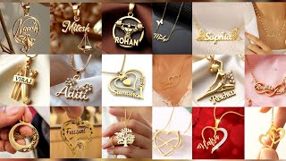 Customized Gold Name Pendant Designs, Love Pendant Designs.