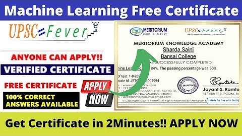 UPSC FAVER Free Certificate | Machine Learning Free Quiz Certificate | Machine Learning