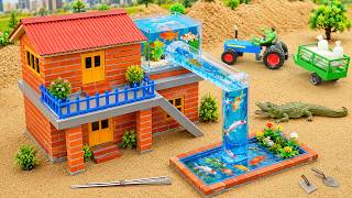 DIY Mini Tractor Builds Modern 2-Story House & Aquarium System | Science Project