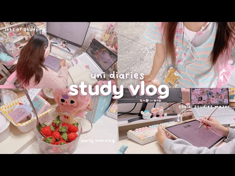 STUDY VLOG 🌷 lots of studying, productive days, romanticizing uni life, reorganize my desk (✿◡‿◡)