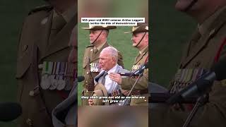 103-year-old WWII veteran Arthur Leggett recites the Ode of Remembrance