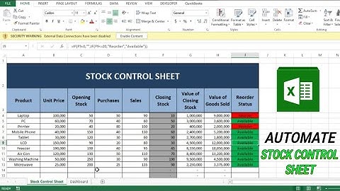 Automate Stock Control Sheet in Microsoft Excel l Inventory Management in Excel l Learn Accounting
