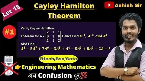 Cayley Hamilton Theorem| Characteristics Equations| Linear Algebra| Engineering Mathematics| AG Sir.