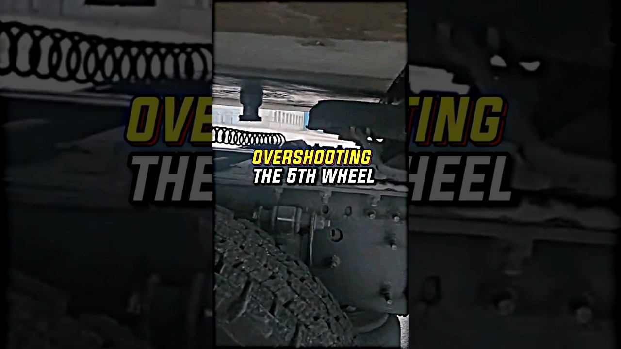 TRUCK DRIVER CORRECTING AN OVERSHOT 5TH WHEEL ON A SEMITRUCK AND TRACTOR.