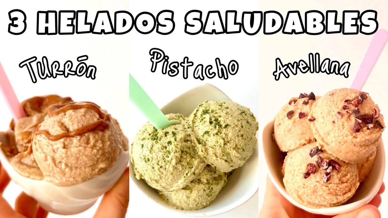3 HELADOS SALUDABLES VEGANOS SIN GLUTEN Y SIN AZÚCAR I 4 ingredientes! Pistacho, avellana y turrón