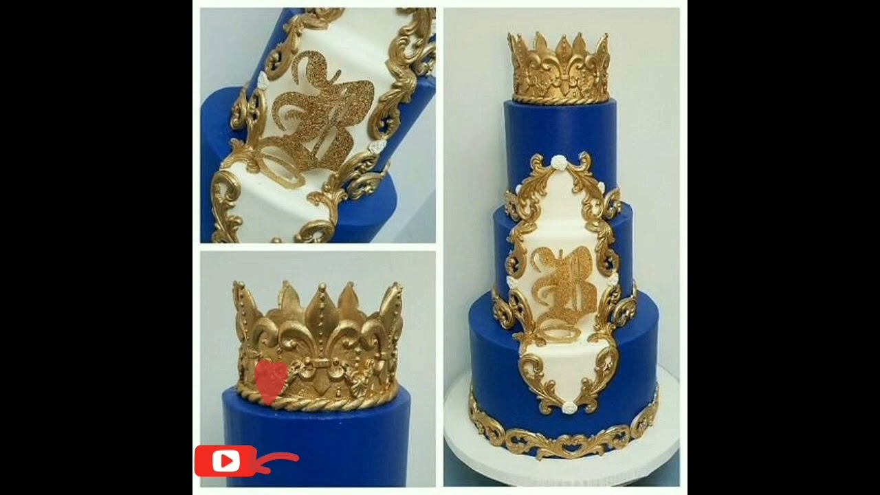 Golden Crown Royal Blue Happ y Birthday CAKE 🎂
