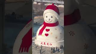 Time Lapse of the Largest Snowman In The World In China being Built! This is Wild! #snow #winter