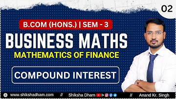 Compound Interest | Mathematics of finance | Part 2 | Business maths class for bcom | By Anand sir