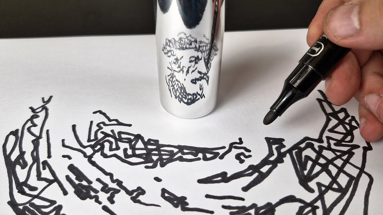 How I Drew Portrait Using a Cylindrical Mirror, Anamorphic Art - YouTube